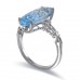 14K White Gold Sky BlueTopaz With Diamond Ring