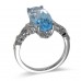 14K White Gold Sky BlueTopaz With Diamond Ring